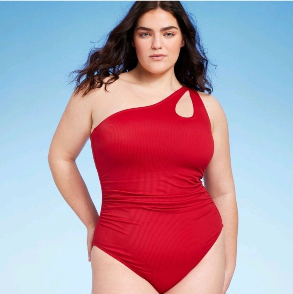 Women's One Shoulder Asymmetrical Cut Out-1 Piece Swimsuit - Shade & Shore   14